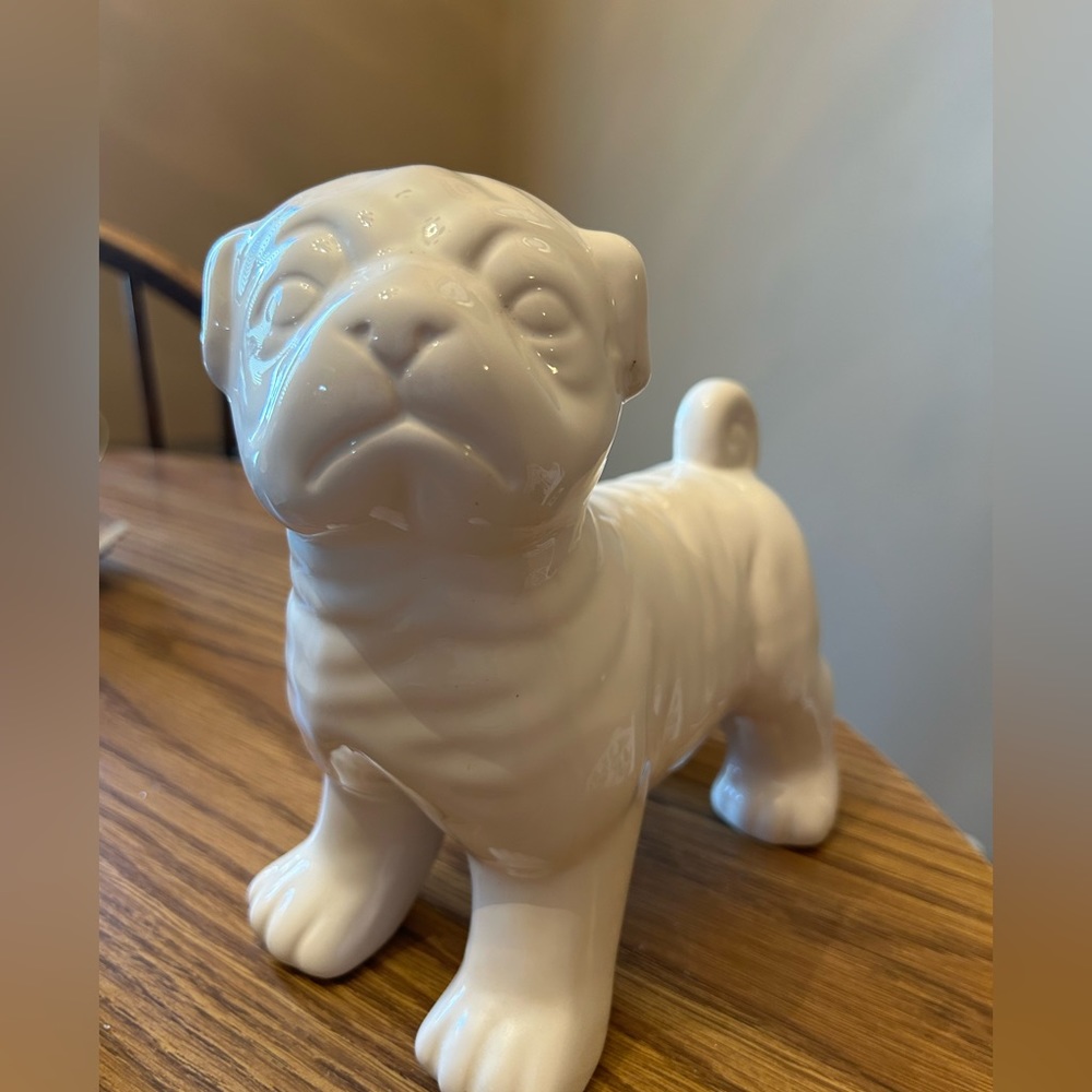 Pug dog -  7” tall- Apropos Collection   Ceramic Dog Puppy - White